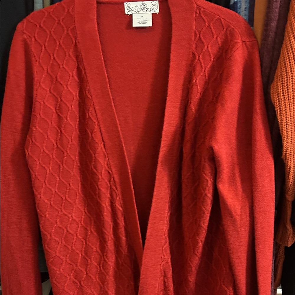 Red Open Front Cardigan - Picture 3 of 6